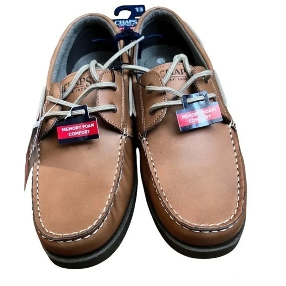 Chaps Benny Mens Boat Shoes Tan Brown Memory Foam Loafers Size‎ 13 NEW